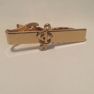 Music Note Gold Toned Tie Bar Vintage